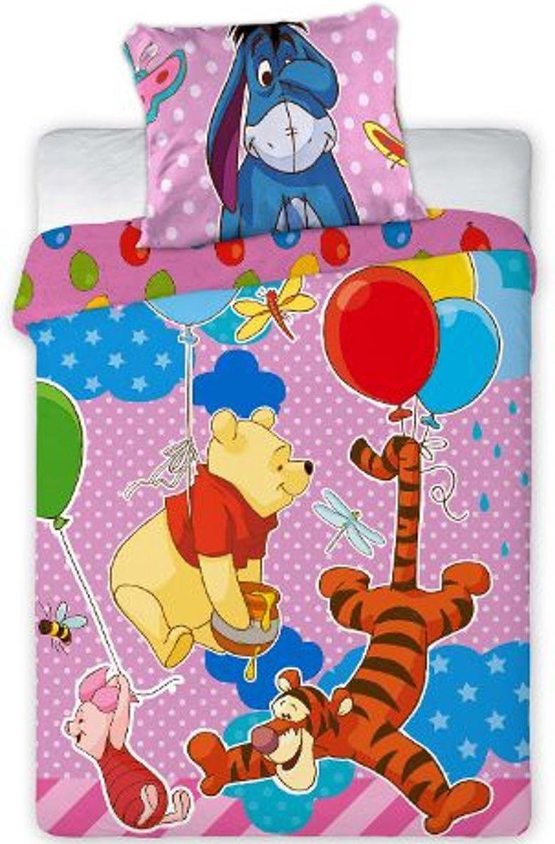 Disney Winnie The Pooh dekbedovertrek - Roze - 100 x 135 cm - Katoen