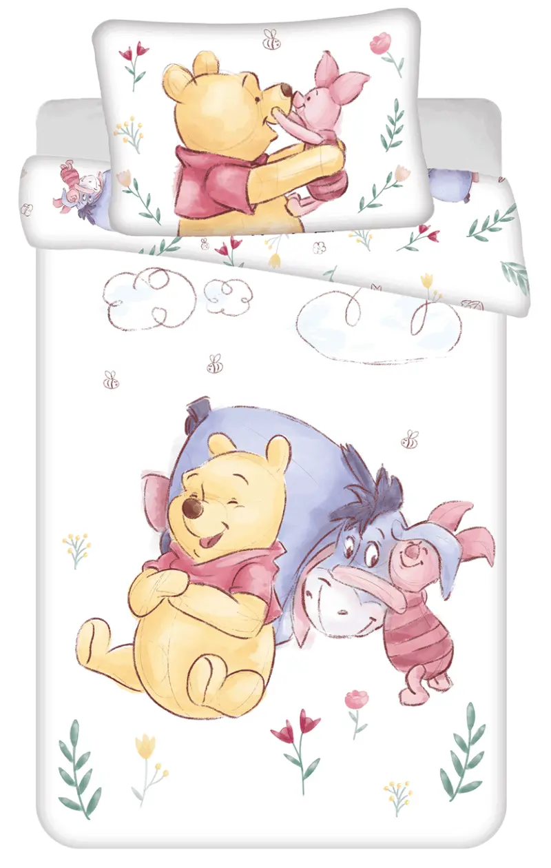 Disney Winnie The Pooh dekbedovertrek 100 x135 cm - Geel - 100 x 135 cm - Katoen - kussensloop 40 x 60 cm