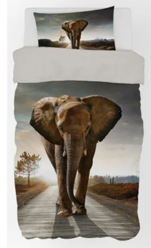 Animal Pictures dekbedovertrek Olifant 140 x 200 cm - Wit - 140 x 200 cm - 100% katoen