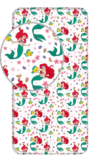 Disney De Kleine Zeemeermin hoeslaken Ariël - Wit - 90 x 200 cm - 100% katoen