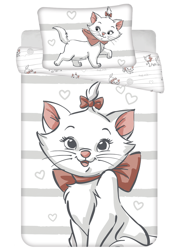Disney AristoCats dekbedovertrek hearts - Roze - 100 x 135 cm - Katoen