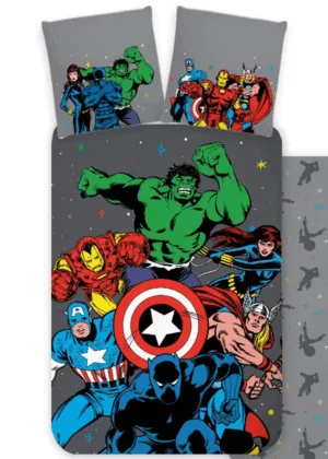 Marvel Avengers dekbedovertrek Team grijs - Multicolor - 140 x 200 cm - 100% katoen