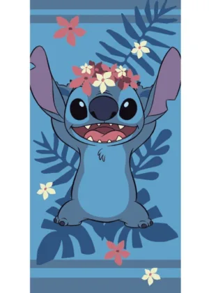 Lilo en Stitch strandlaken Donkerblauw 70 x 140 cm Polyester - Blauw - 70 x 140 cm - 100% Polyester