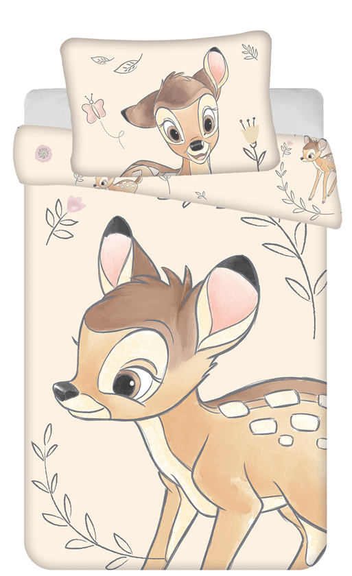 Disney Bambi dekbedovertrek - Wit - 100 x 135 cm - Katoen - kussensloop 40 x 60 cm