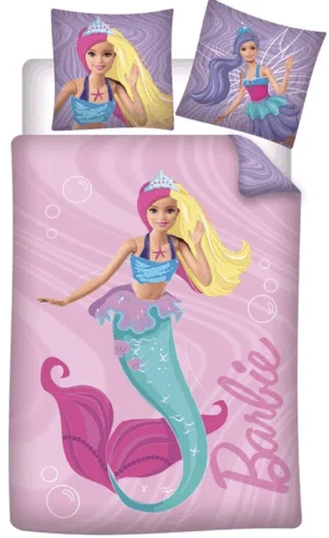Barbie dekbedovertrek zeemeermin 140 x 200 cm - Roze - 140 x 200 cm - 100% katoen