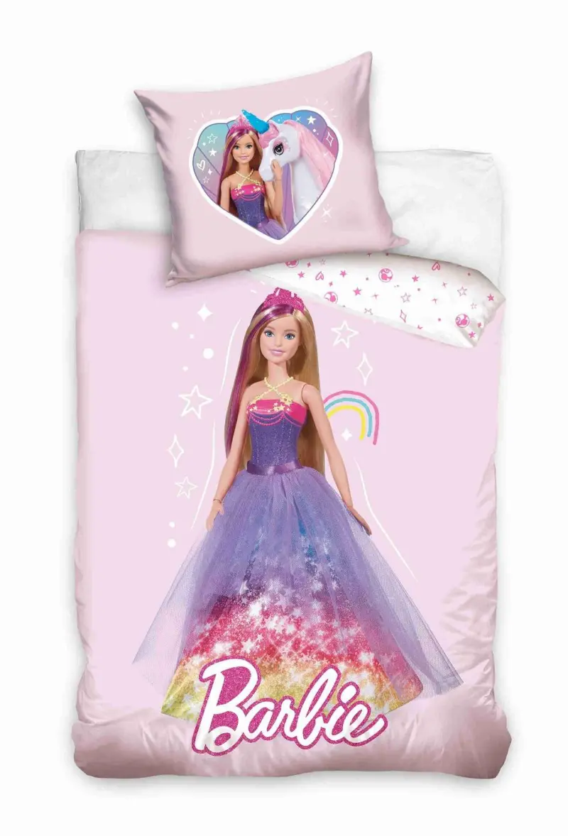 Barbie dekbedovertrek roze 100 X 135 Cm katoen - Roze - 100 x 135 cm - Katoen