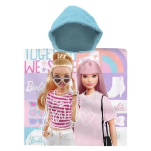 Barbie poncho Shine 60 x 120 cm - Blauw/Rood - 60 x 120 cm - 100% katoen