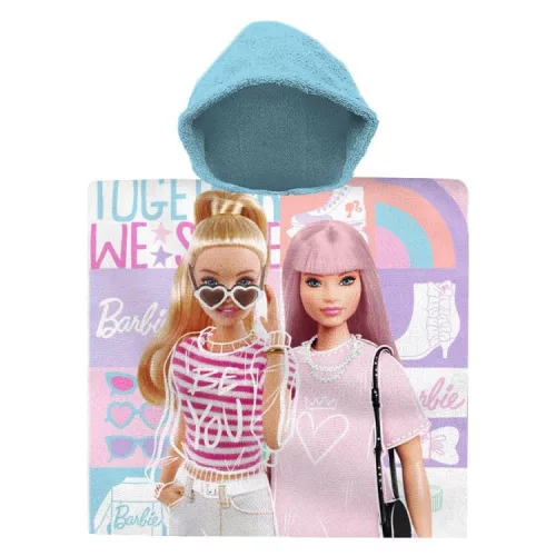 Barbie poncho Shine 60 x 120 cm - Blauw/Rood - 60 x 120 cm - 100% katoen