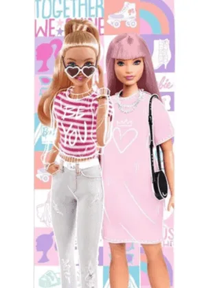 Barbie strandlaken Together - Roze - 70 x 140 cm - 100% katoen