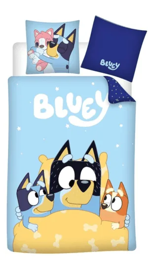 Bluey dekbedovertrek lichtblauw 140 x 200 cm - Multicolor - 140 x 200 cm - 100% katoen