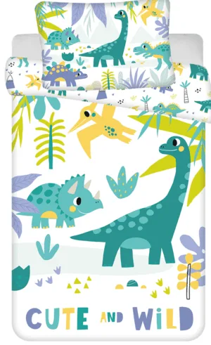 Dinosaurus dekbedovertrek Cute and wild - Multicolor - 100 x 135 cm - Katoen