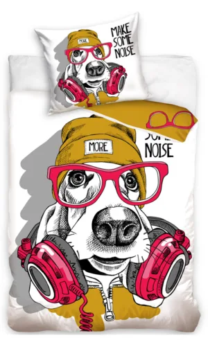 Bedlex dekbedovertrek Make Some Noise 140 X 200 cm - Wit - 140 x 200 cm - 100% katoen