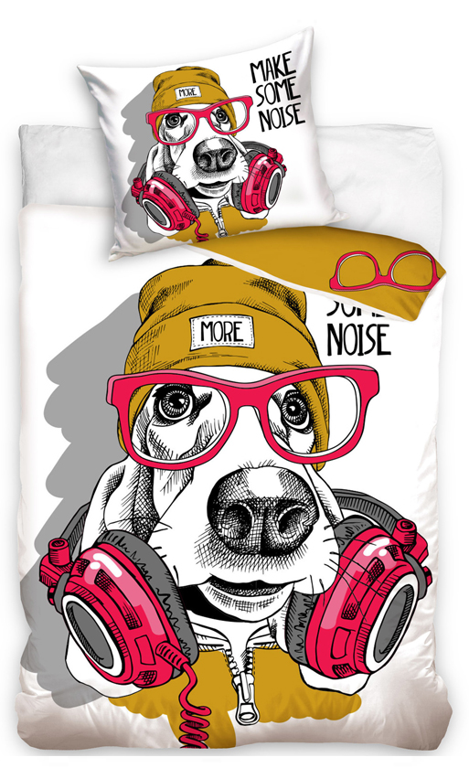 Bedlex dekbedovertrek Make Some Noise 140 X 200 cm - Wit - 140 x 200 cm - 100% katoen