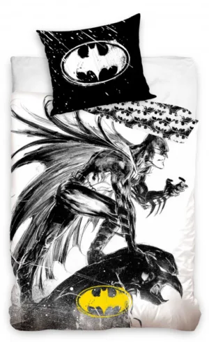 Batman dekbedovertrek Night - Zwart/Wit - 140 x 200 cm - 100% katoen
