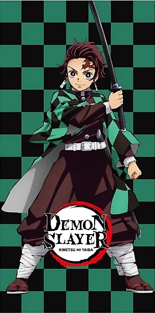 Demon Slayer strandlaken groen 70 x 140 cm - Groen - 70 x 140 cm - 100% Polyester