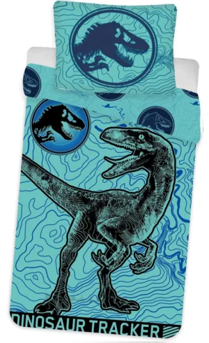 Jurassic World dekbedovertrek Tracker Glow in the Dark - Blauw - 140 x 200 cm - 100% katoen