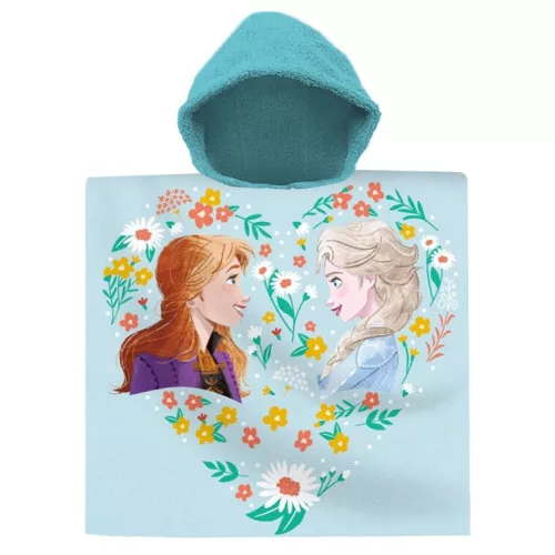 Disney Frozen poncho Anna en Elsa 60 x 120 cm - Blauw - 60 x 120 cm - 100% katoen