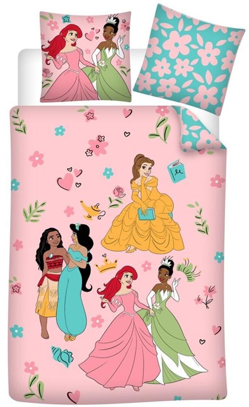 Disney Princess dekbedovertrek roze - Roze - 140 x 200 cm - 50% Katoen / 50% Polyester