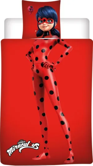 Miraculous dekbedovertrek - Rood - 140 x 200 cm - 100% katoen/flanel