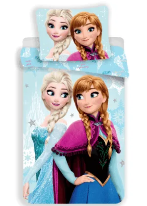 Disney Frozen dekbedovertrek Anna & Elsa - Lichtblauw - 140 x 200 cm - Katoen