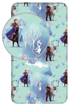 Disney Frozen hoeslaken Eenpersoons - Blauw - 90 x 200 cm - 100% katoen