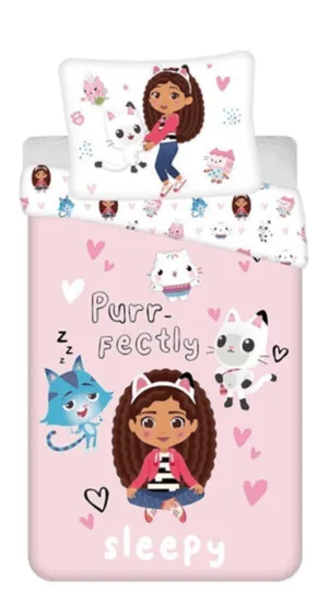 Gabby's Dollhouse dekbedovertrek Sleepy - Roze - 140 x 200 cm - polykatoen