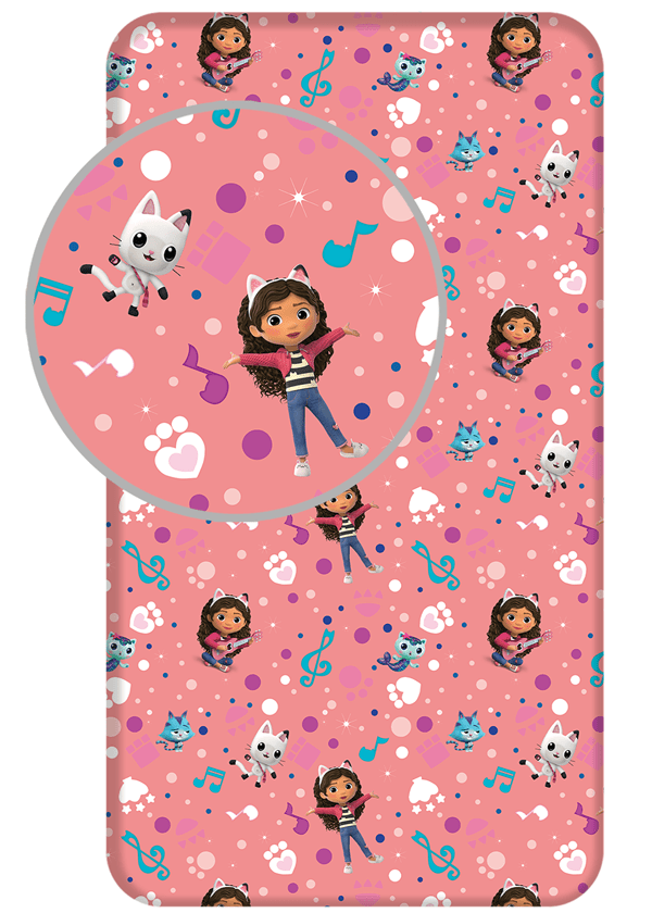 Gabby's Dollhouse hoeslaken 90 x 200 cm - Wit - 90 x 200 cm - 100% katoen