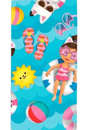 Gabby's Dollhouse strandlaken summer 70 x 140 cm - Multicolor - 70 x 140 cm - 100% katoen