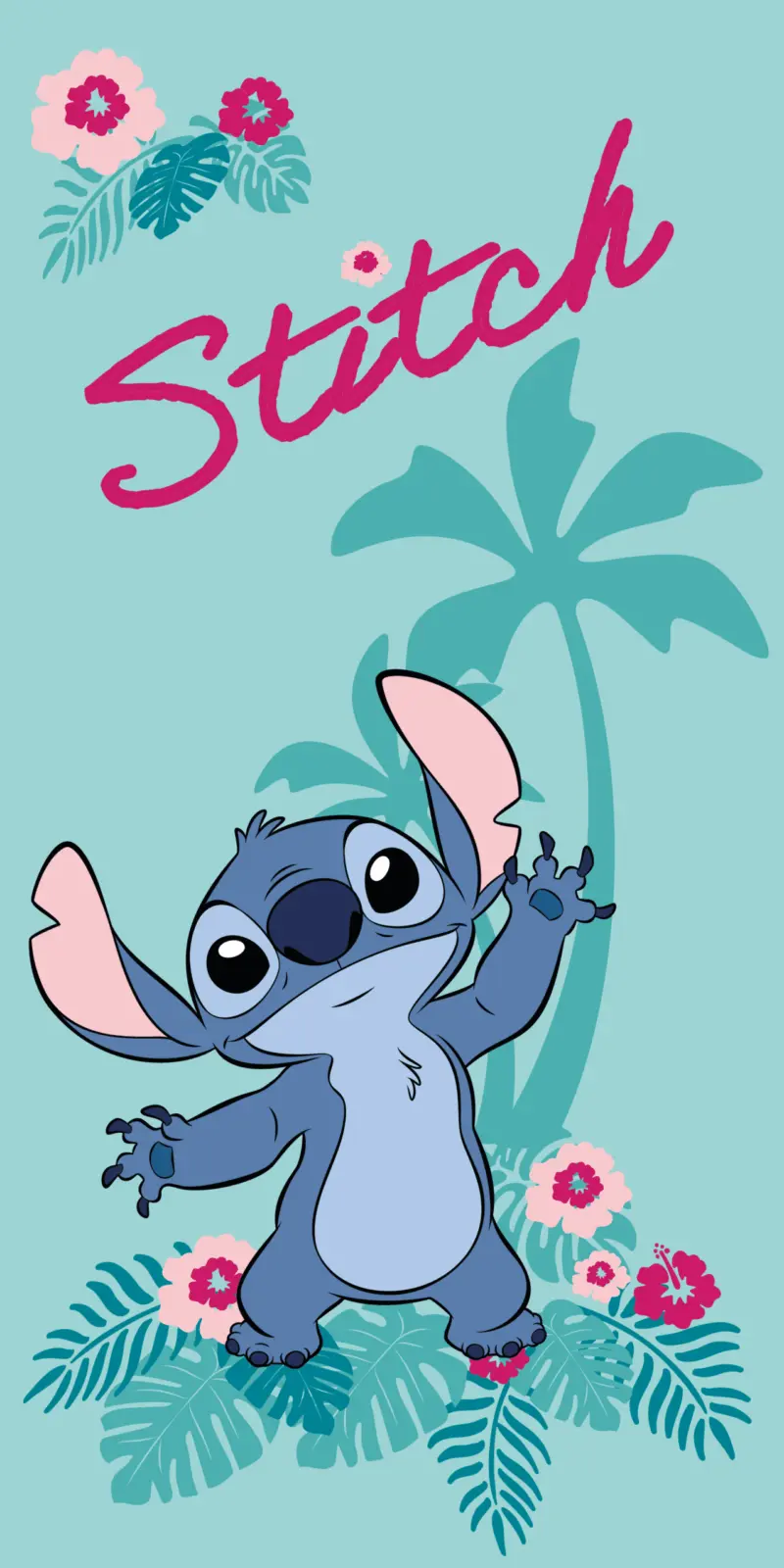 Lilo en Stitch strandlaken groen 70 x 140 cm polyester - Groen - 70 x 140 cm - 100% Polyester
