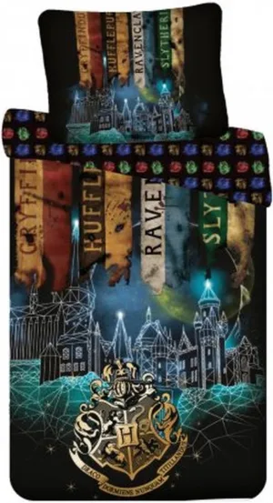 Harry Potter dekbedovertrek Hogwarts dark - Multicolor - 140 x 200 cm - 100% katoen