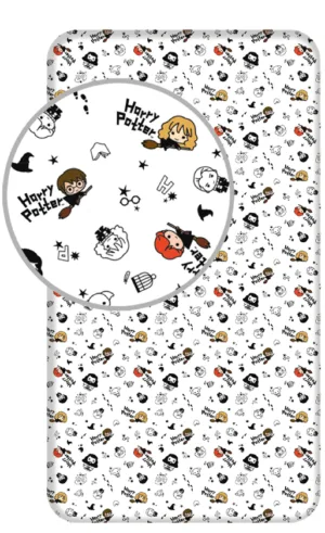 Harry Potter hoeslaken Icons Wit - Wit - 90 x 200 cm - 100% katoen