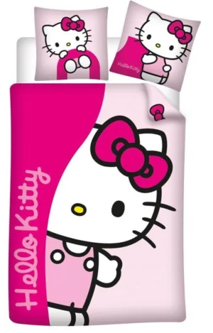 Hello Kitty dekbedovertrek Flanel 140 X 200 cm - Roze - 140 x 200 cm - 100% katoen/flanel