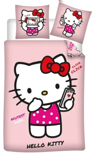 Hello Kitty dekbedovertrek roze 140 X 200 cm - Roze - 140 x 200 cm - polykatoen
