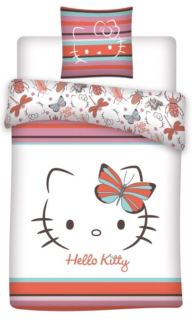 Hello Kitty dekbedovertrek butterfly 140 X 200 cm - Roze - 140 x 200 cm - polykatoen