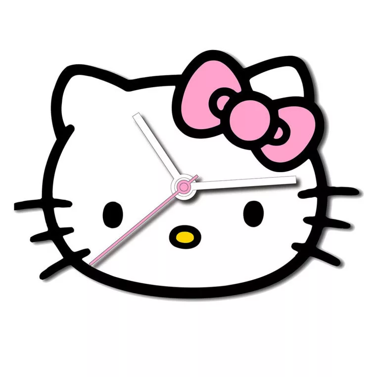 Hello Kitty klok 50x35 cm - Geel - 50 x 35 cm
