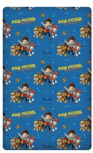 Paw Patrol hoeslaken team 90 x 200 cm - Blauw - 90 x 200 cm - 100% katoen