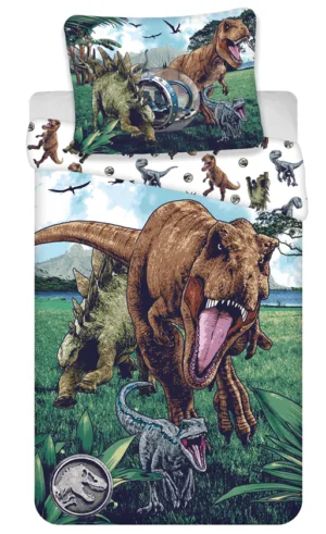 Jurassic World dekbedovertrek 3 dino's 140 x 200 cm Katoen - Multicolor - 140 x 200 cm - 100% katoen