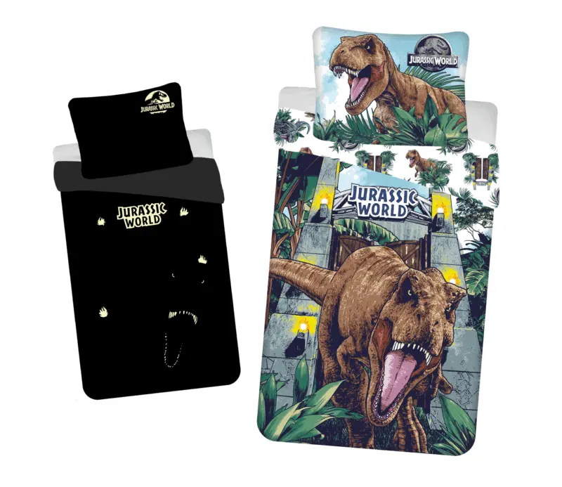 Roar Glow in the dark 140 x 200 cm overtrek van Jurassic World, 140 x 200 cm, kussensloop 70 x 90 cm