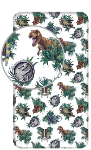 Jurassic World hoeslaken Eenpersoons - Wit - 90 x 200 cm - 100% katoen