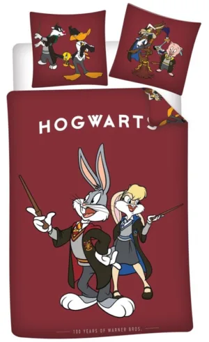 Looney Tunes dekbedovertrek Hogwarts 140 x 200 cm - Groen - 140 x 200 cm - 100% katoen