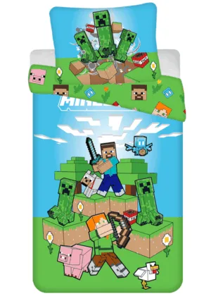 Minecraft dekbedovertrek Outdoor Mobs - Multicolor - 140 x 200 cm - 100% katoen
