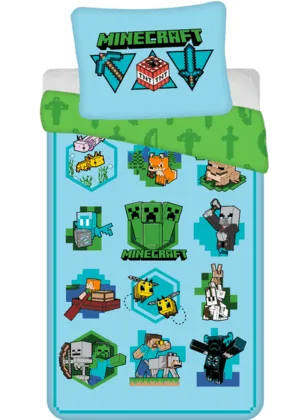 Minecraft dekbedovertrek - Multicolor - 140 x 200 cm - 100% katoen