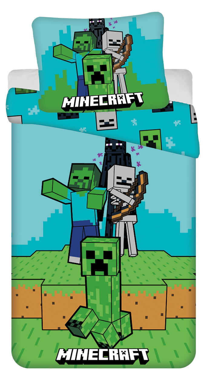 Minecraft dekbedovertrek MOBS - Multicolor - 140 x 200 cm - 100% katoen