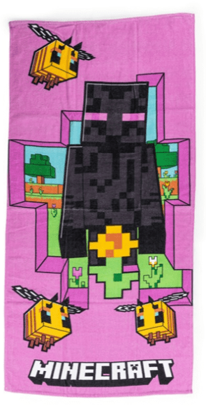 Minecraft strandlaken 70x140cm - Paars - 70 x 140 cm - 100% katoen