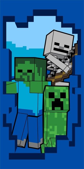 Minecraft strandlaken Beware 70 x 140 cm - Multicolor - 70 x 140 cm - 100% katoen