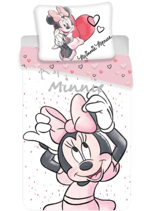 Disney Minnie Mouse dekbedovertrek wit/roze - Wit/Roze - 140 x 200 cm - 100% katoen