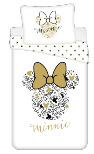 Disney Minnie Mouse dekbedovertrek Golden Strick - Wit - 140 x 200 cm - 100% katoen