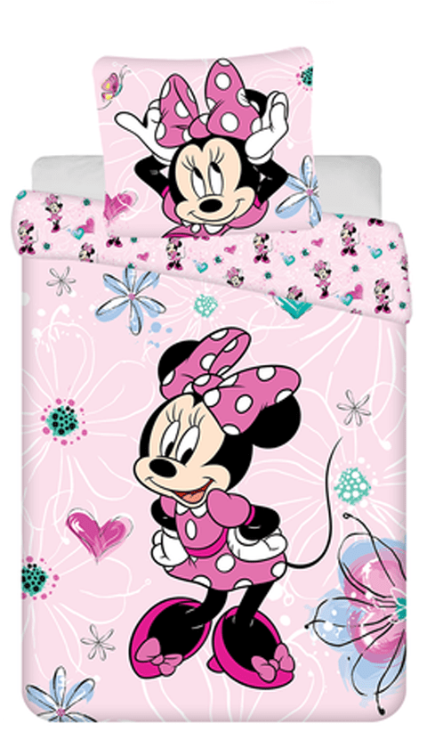 Disney Minnie Mouse dekbedovertrek flowers - Roze - 100 x 135 cm - Katoen
