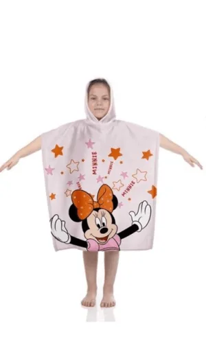 Disney Minnie Mouse poncho - Roze - 60 x 120 cm - 100% katoen