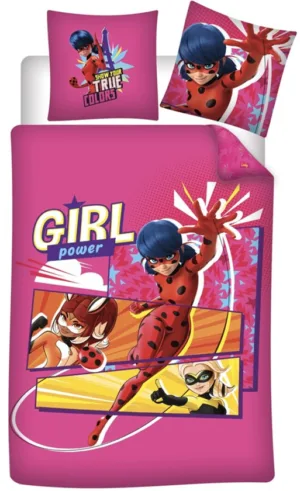 Miraculous dekbedovertrek Girl Power 140 x 200 cm Katoen - Roze - 140 x 200 cm - 100% katoen
